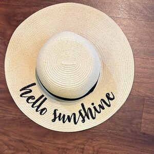 Women's Cream Sun Hat with Black Script